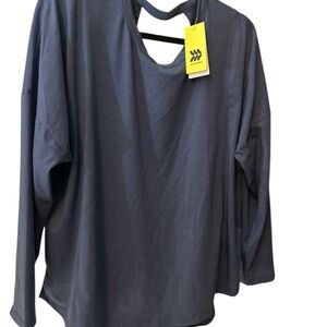 All in Motion Gray Boxy Blouse with Cut Out